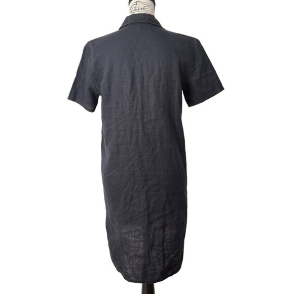 James Perse Black Shirt Dress Button-Up Linen Short-Sleeve Womens Size 1 / US S - Picture 3 of 8